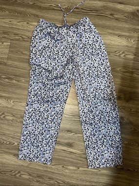 Uniqlo Light Blue Floral Drawstring Joggers